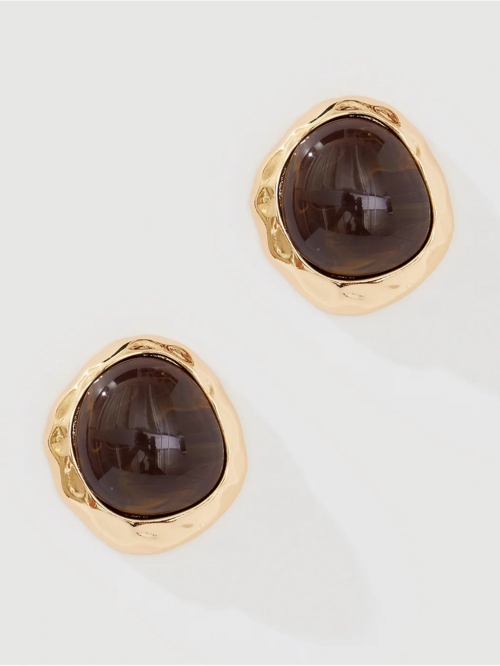 & Other Stories Gold-Tone Earrings with Brown Dome Stones